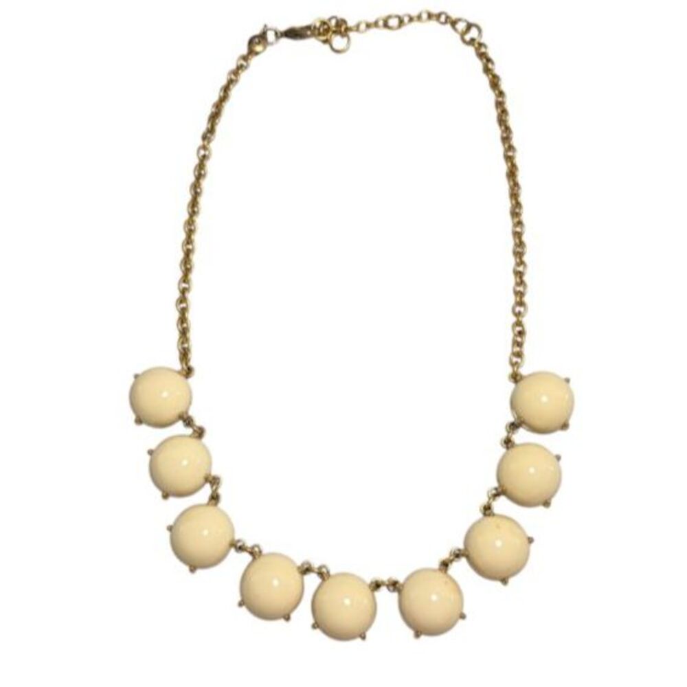 J.Crew Round Stone Bubble Necklace Cream Brulee Ivory Cabochon Gold Tone